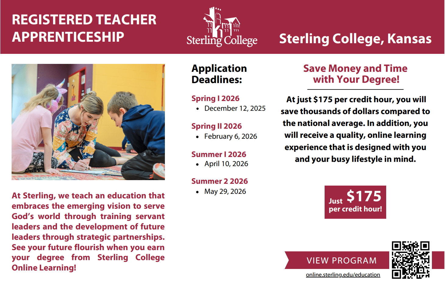 program details for Registered Teacher Apprenticeship Program - Photo showing Teacher and students working on paperwork.